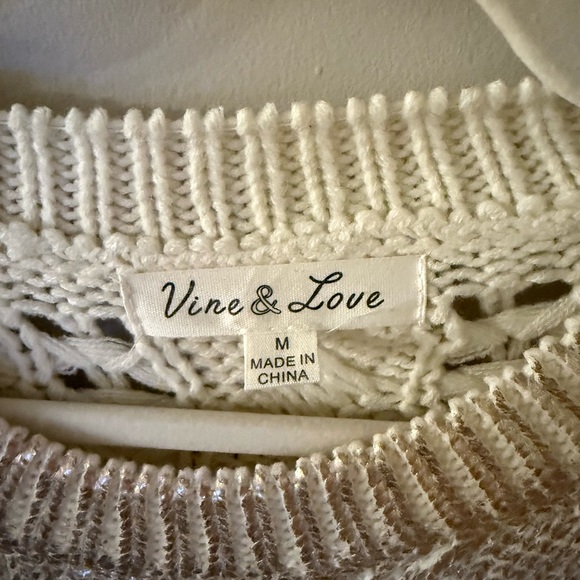 Vine & Love Gold Foil and Cream Cable Knit Sweater - Picture 2 of 5